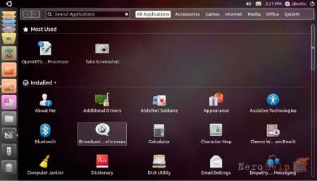 Ubuntu 10.10 Netbook Remix: ��������� Unity