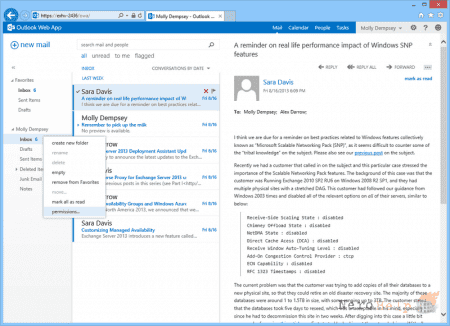 ����������� �������������� Outlook Web App. �����������