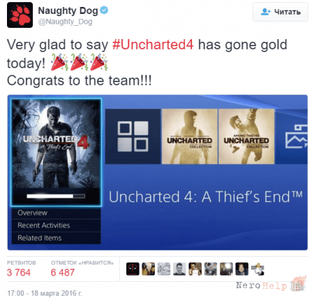 Uncharted 4: A Thief's End ���� � ������, �������� Naughty Dog