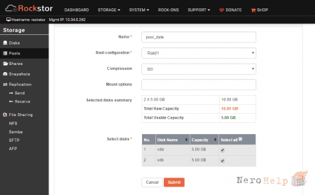 ����� NAS RockStor 3.8.7. �����������