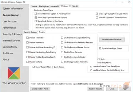 Windows 10: ������ ��������� ��� ����������� ��
