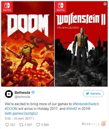 Nintendo Direct: Wolfenstein 2: The New Colossus � DOOM �������� �� Switch; ����� �������� ���� ������ The Elder Scrolls 5: Skyrim