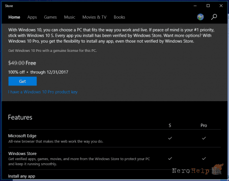 �� Windows 10 S �� Windows 10 Pro