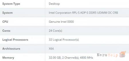 ������ ���������� ������� ���������� Intel Raptor Lake c 24 ������ � 32 �������� ������� ���������� � ���������