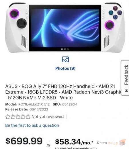 ��������� ��������� ������� ������ ASUS ROG Ally � $699