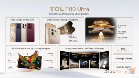 TCL ����������� ��������� P80, P80 Pro � P80 Ultra � AMOLED-��������� NxtPaper