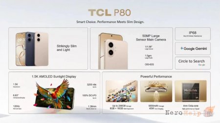 TCL ����������� ��������� P80, P80 Pro � P80 Ultra � AMOLED-��������� NxtPaper